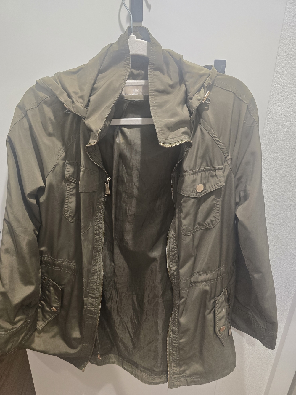 Michael Kors Olive Green Utility Hooded Jacket
